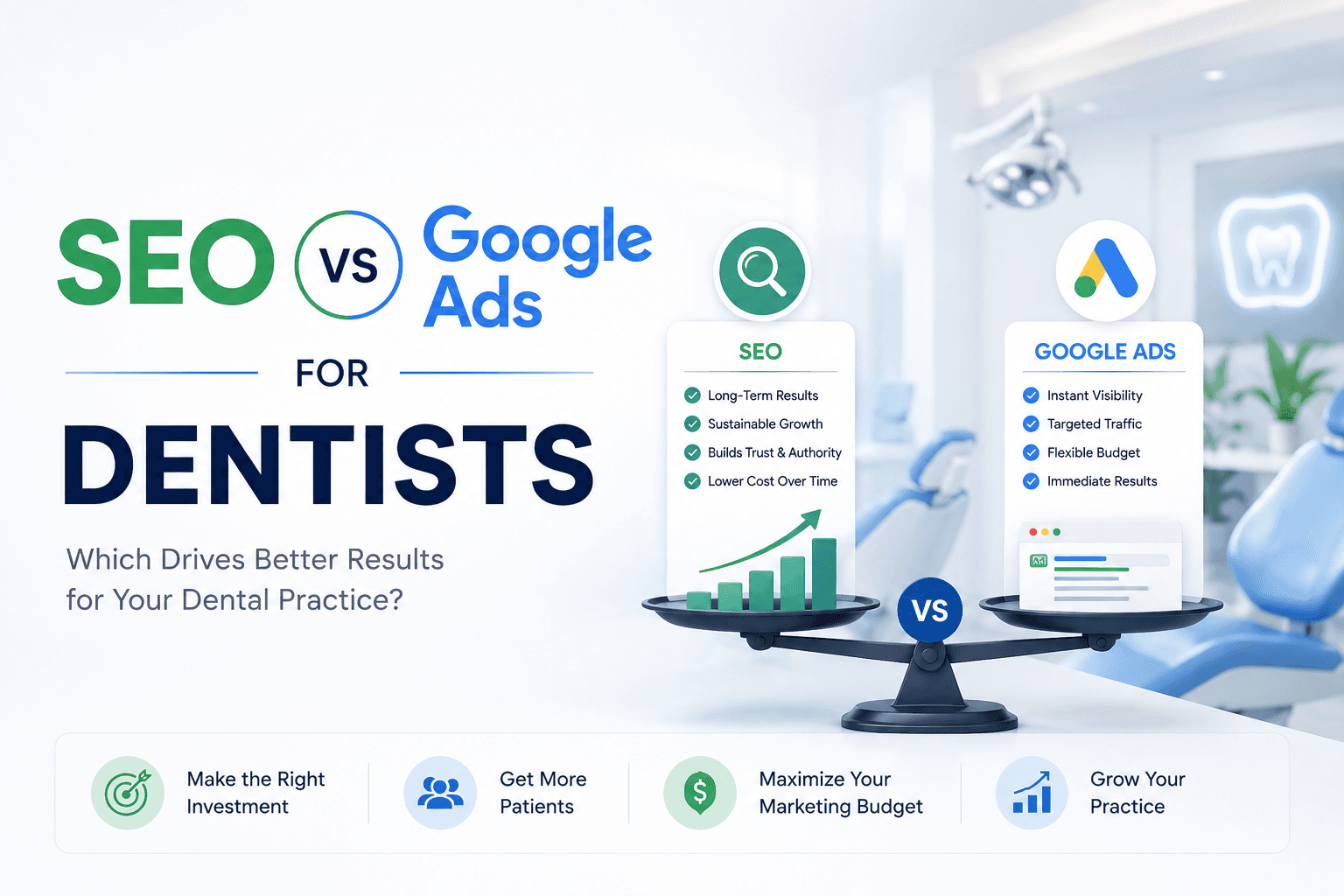 SEO vs Google Ads for Dentists: Which Strategy Wins in 2026?