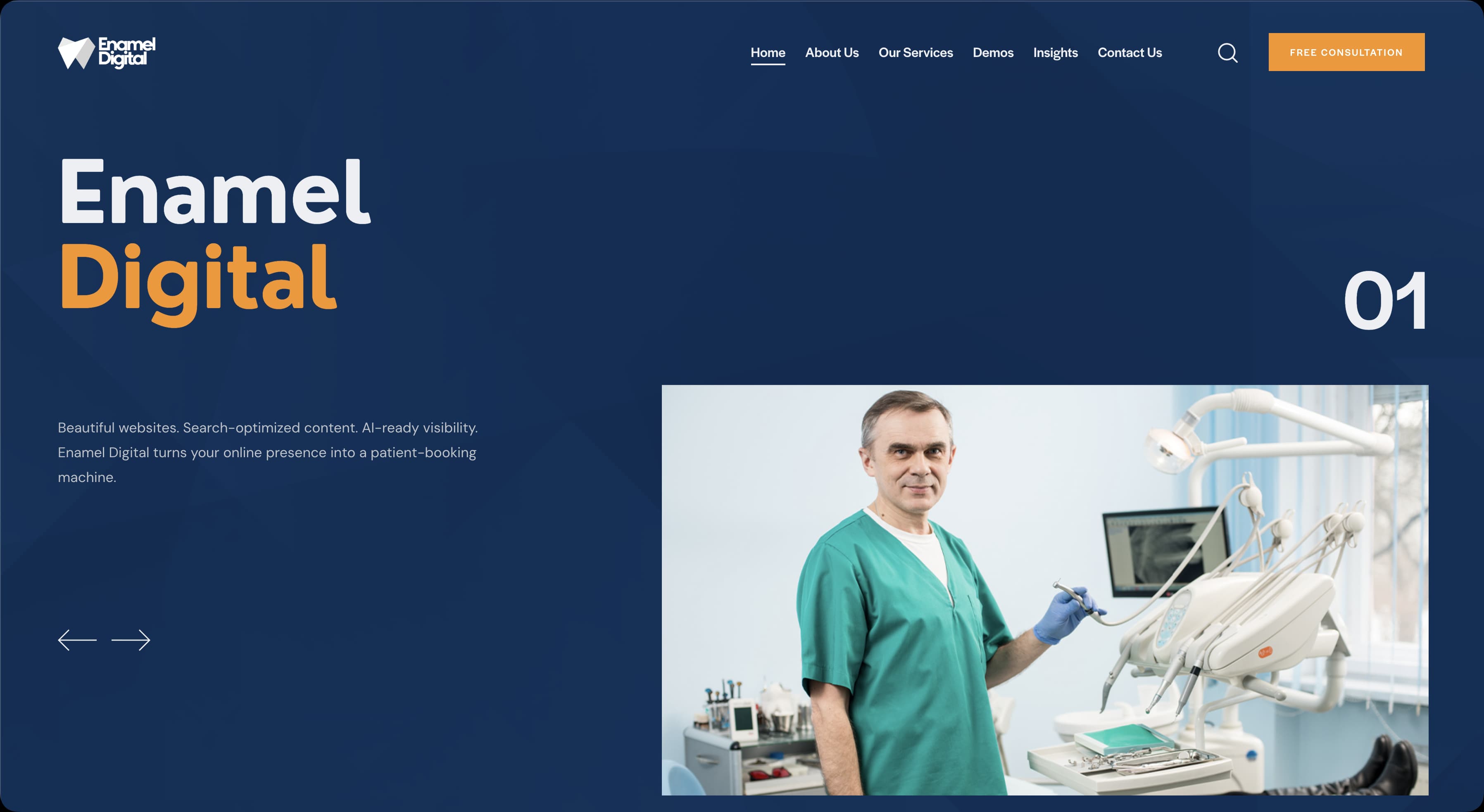 Enamel Digital dental marketing agency homepage screenshot