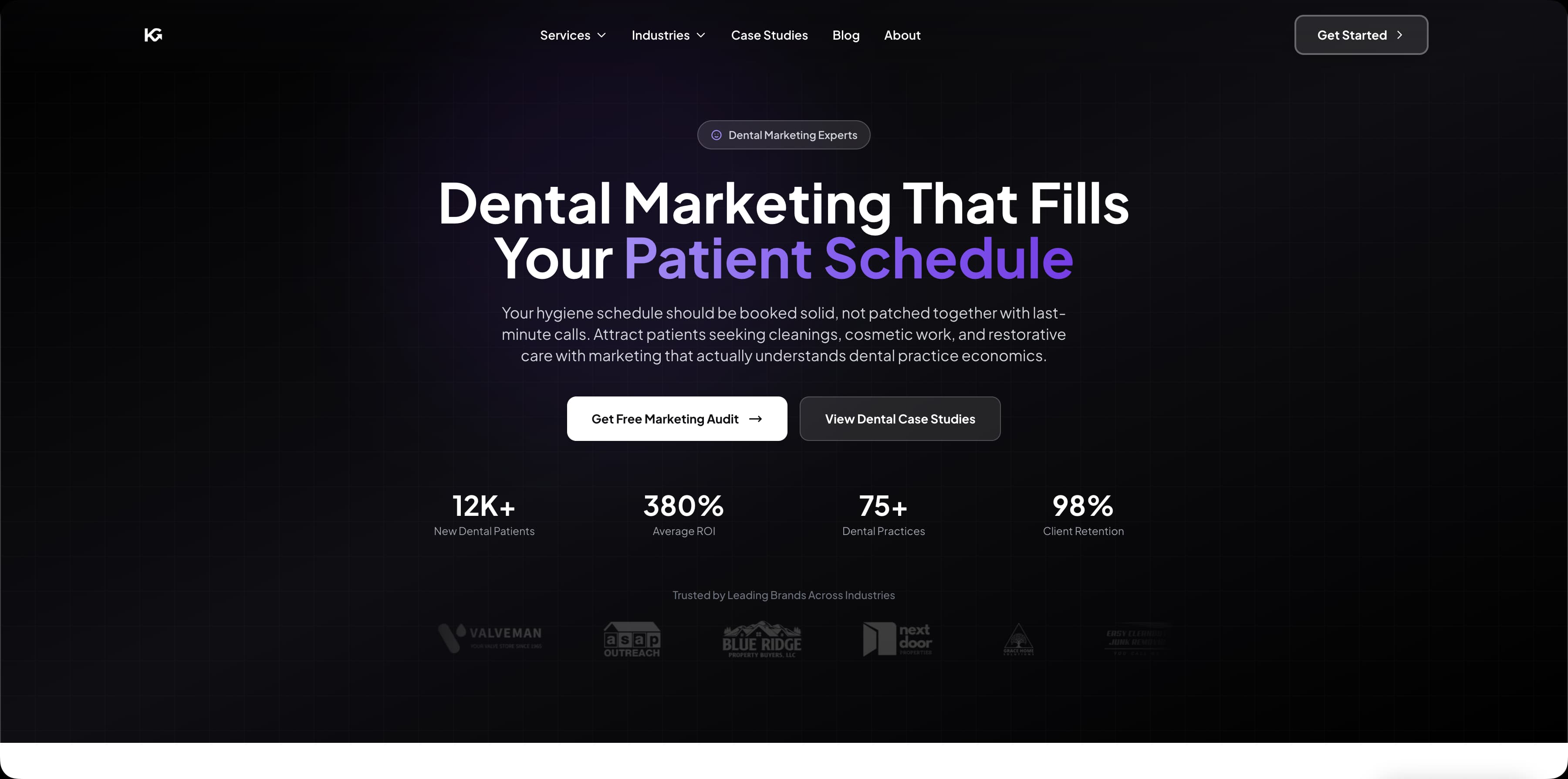 KeyGrow dental marketing agency homepage screenshot