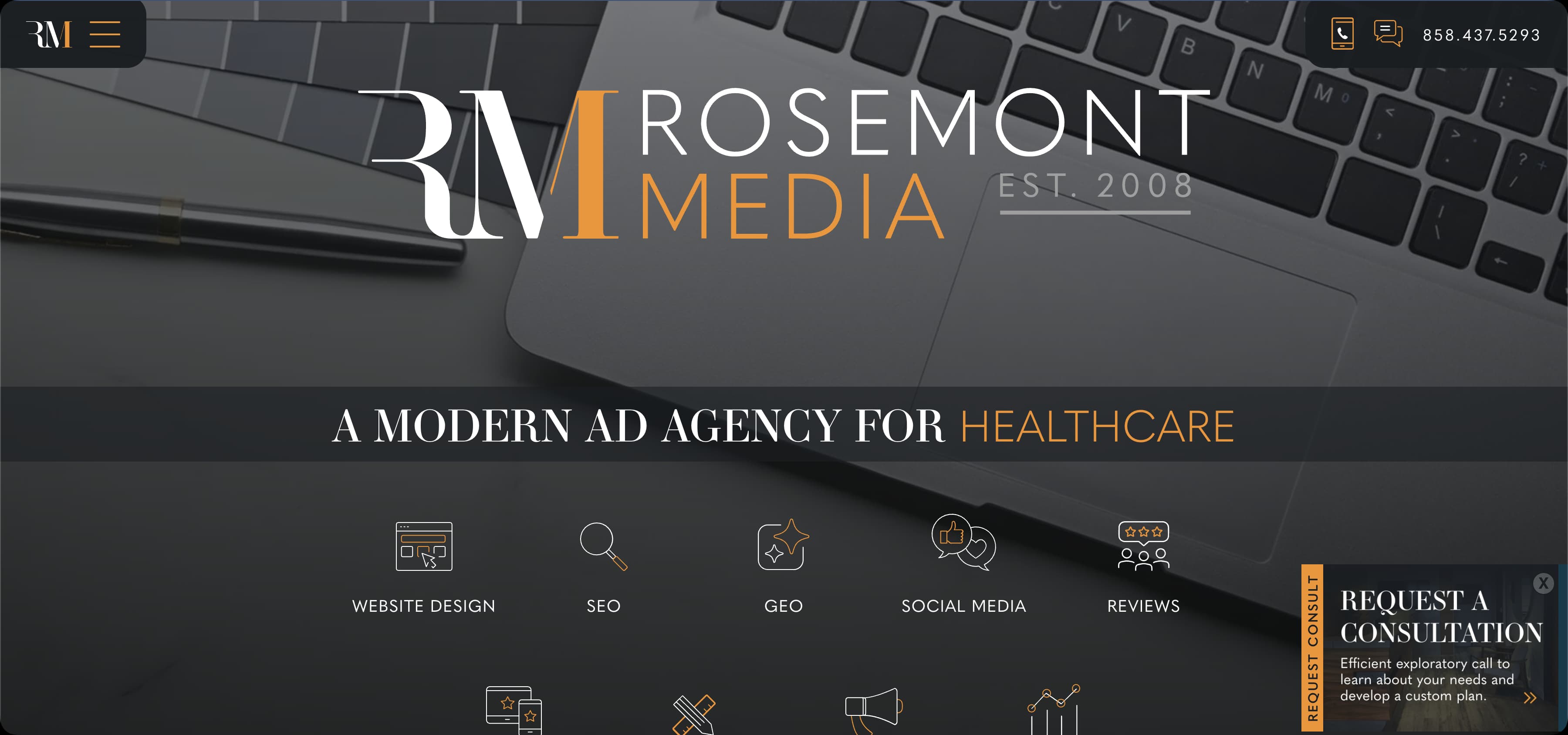Rosemont Media healthcare marketing agency homepage screenshot