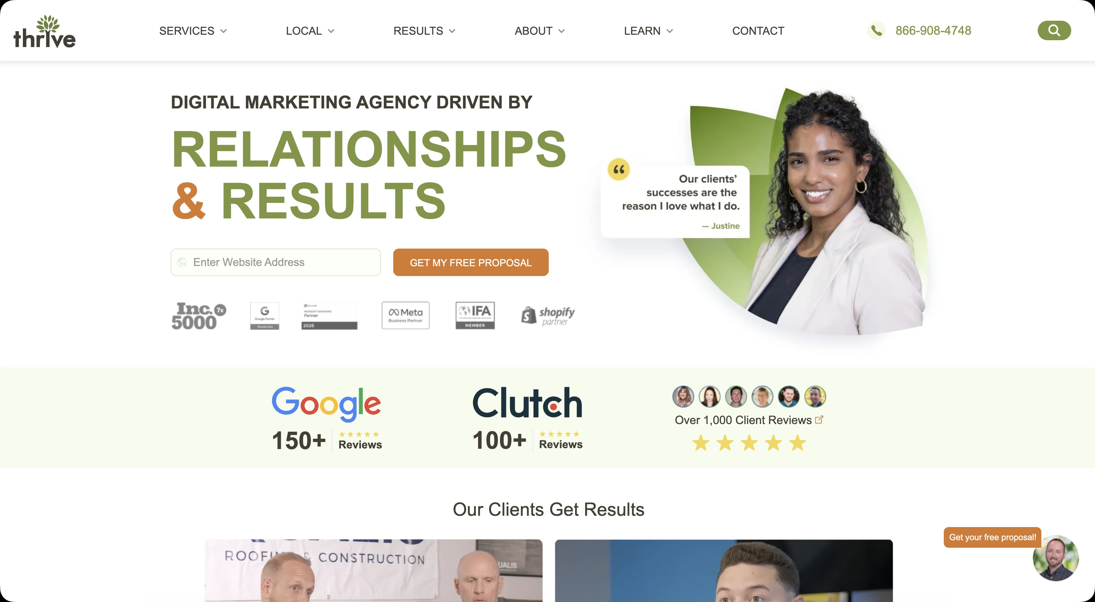 Thrive Internet Marketing Agency homepage screenshot