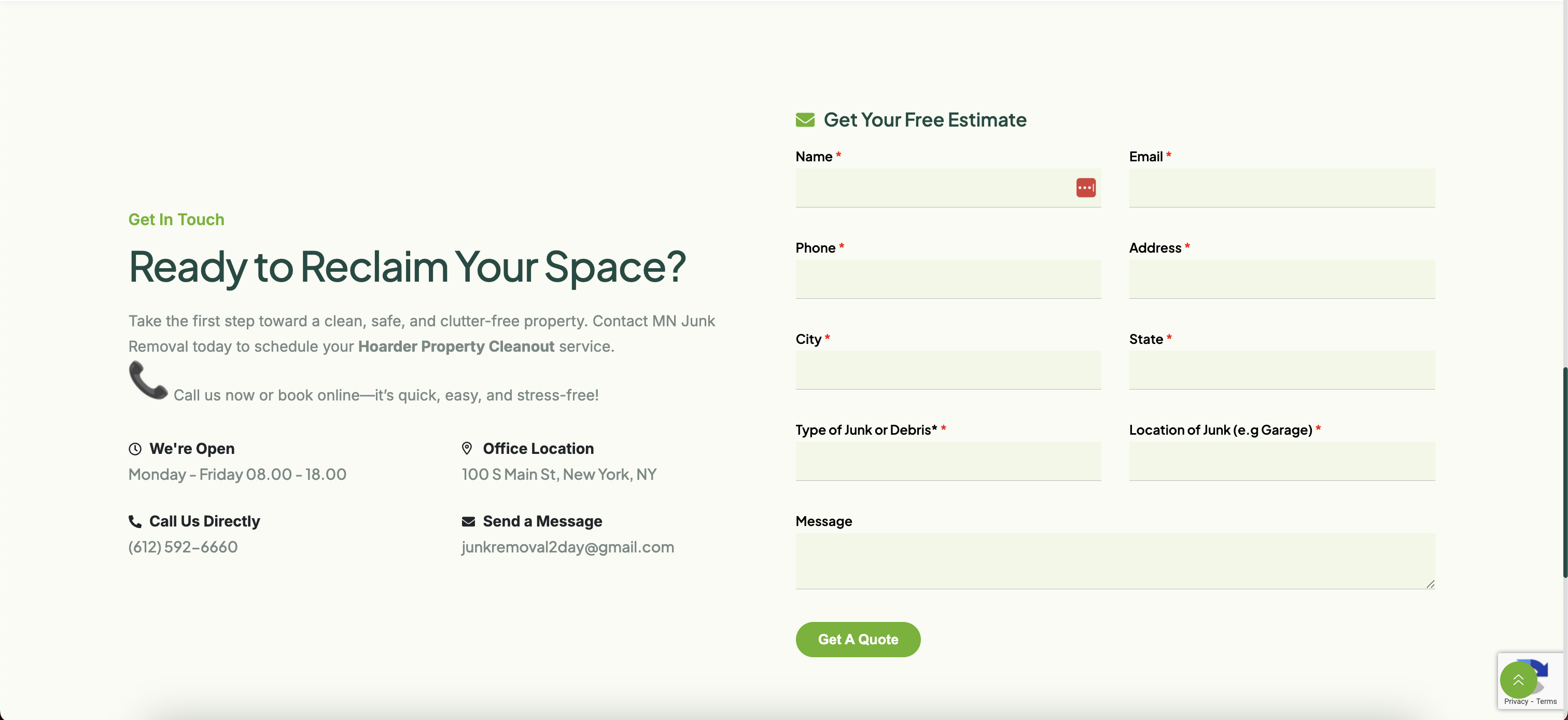 MN Junk Removal Footer Design