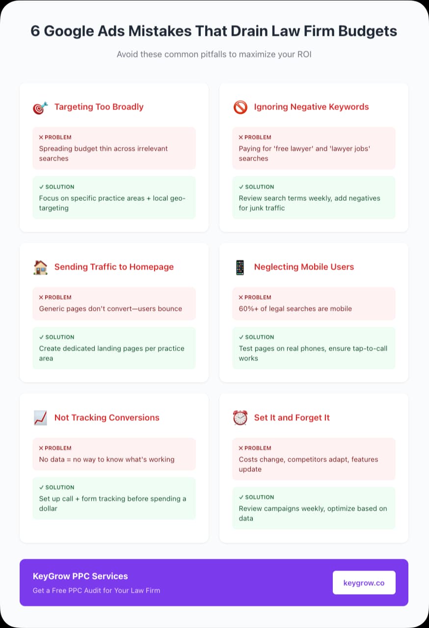 6 Google Ads Mistakes That Drain Law Firm Budgets