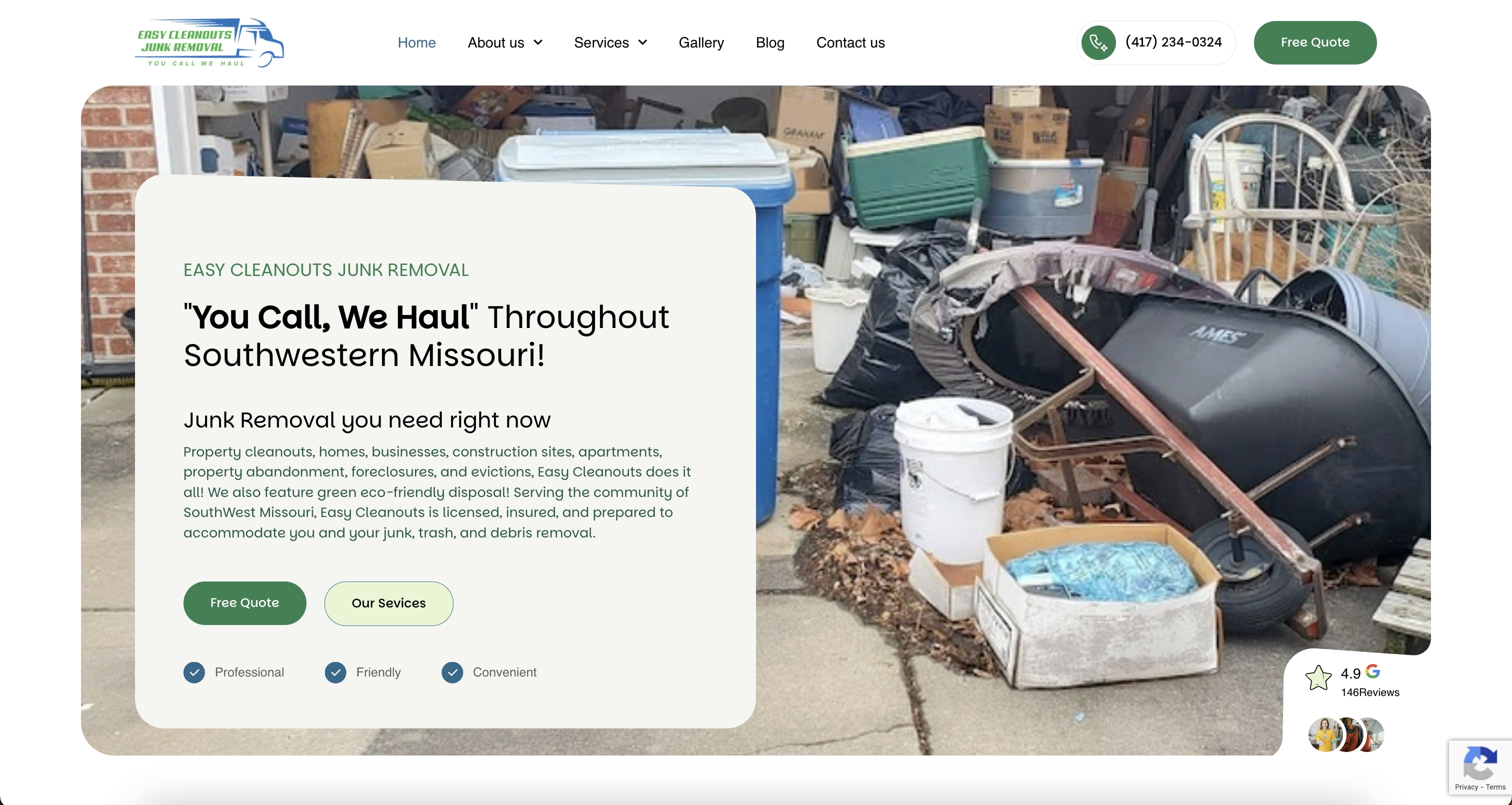 Easy Cleanouts Homepage Design
