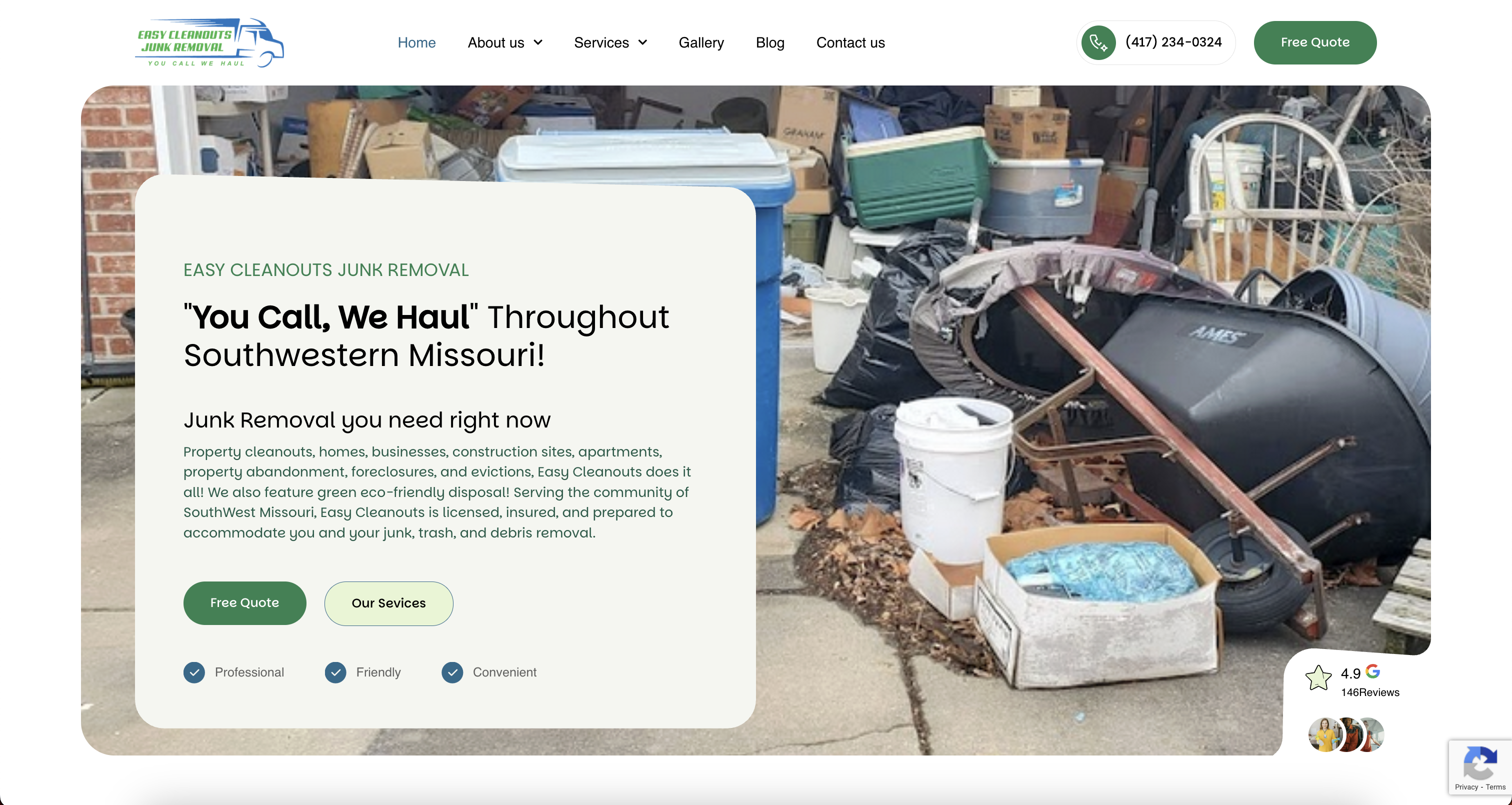 Easy Cleanouts Homepage Design