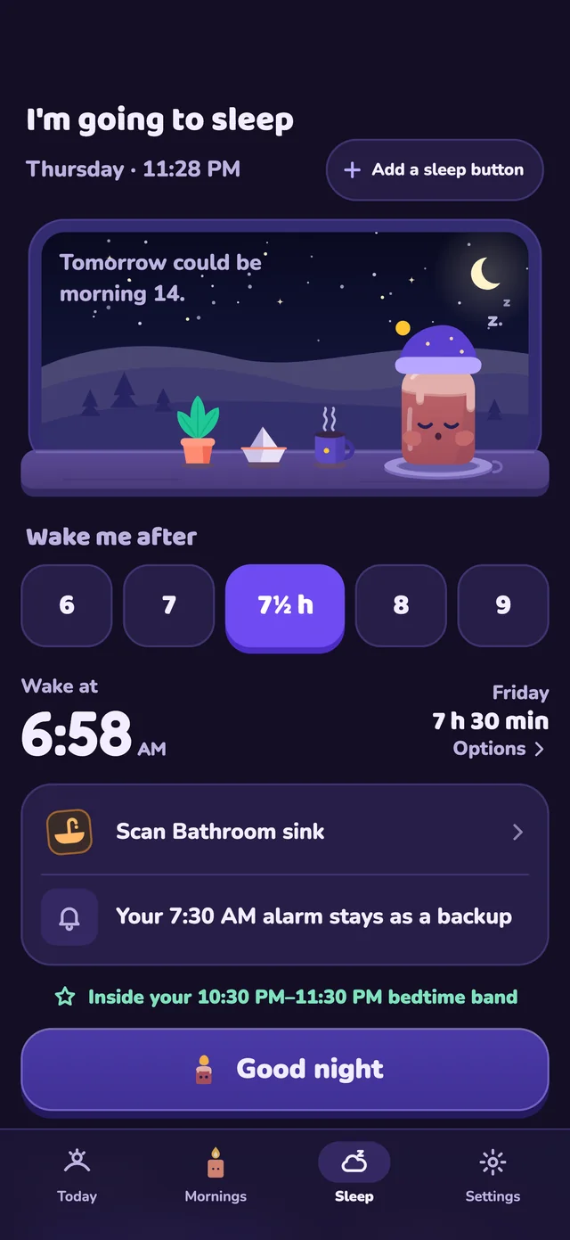 Daywick sleep shortcut screen